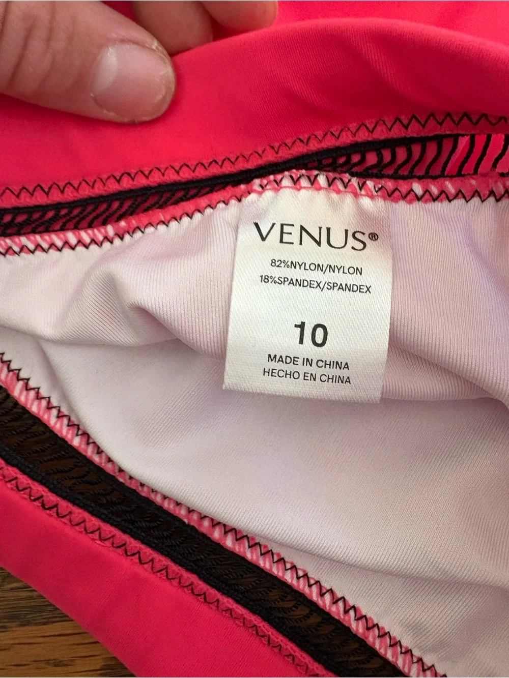 VENUS Hot Pink High-Neck Two-Piece Swim Set with Black Trim